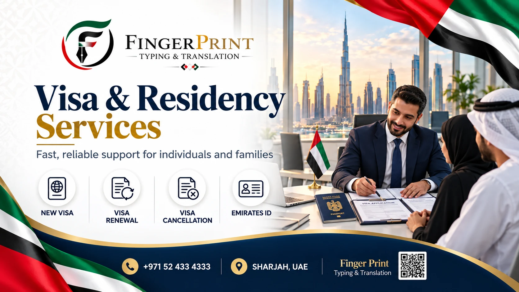 Visa & Residency Services - Fingerprint Typing & Translation