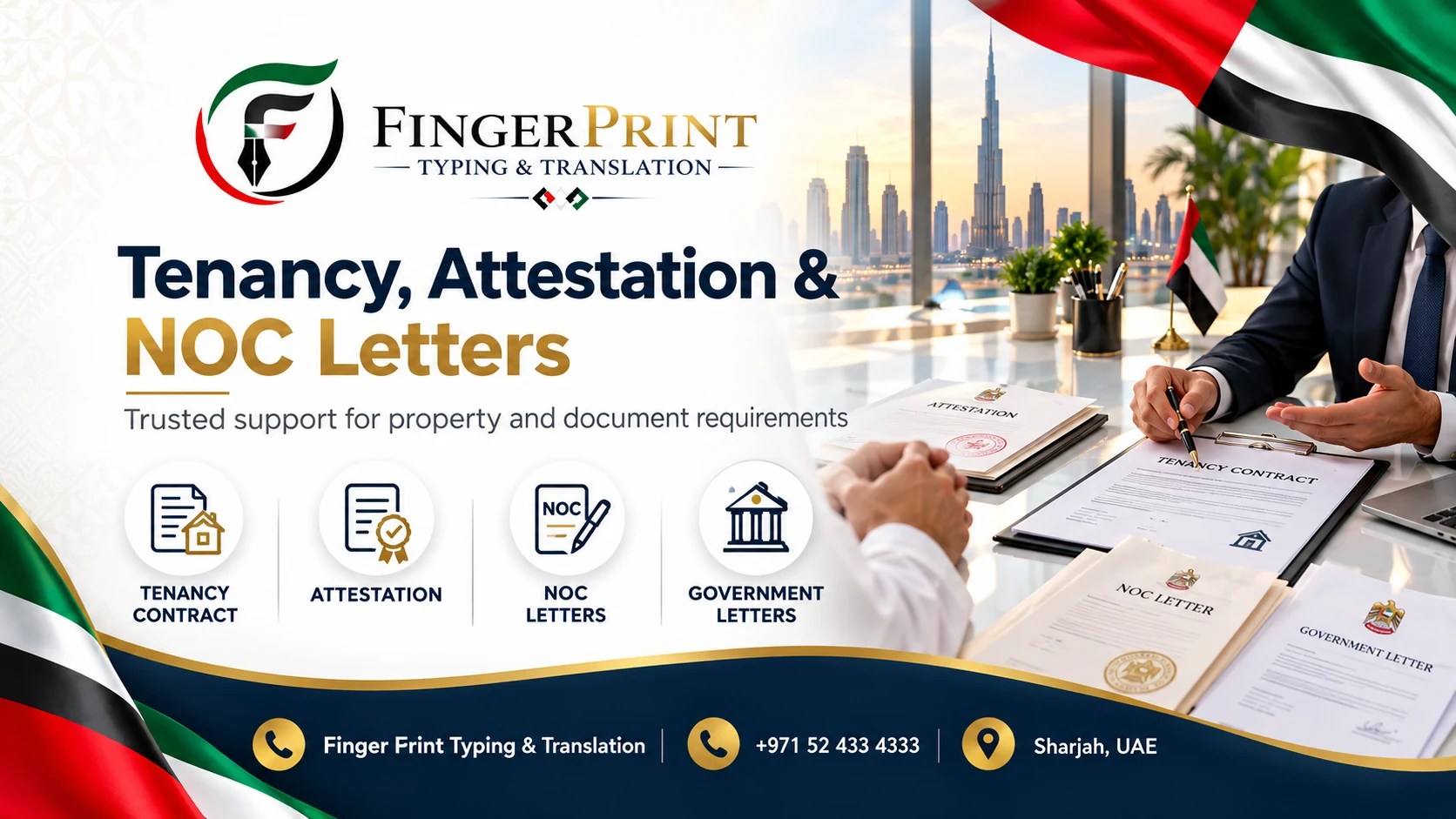 Tenancy, Attestation & NOC Letters - Fingerprint Typing & Translation